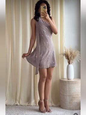 ZARA SHORT SEQUIN FOULARD DRESS